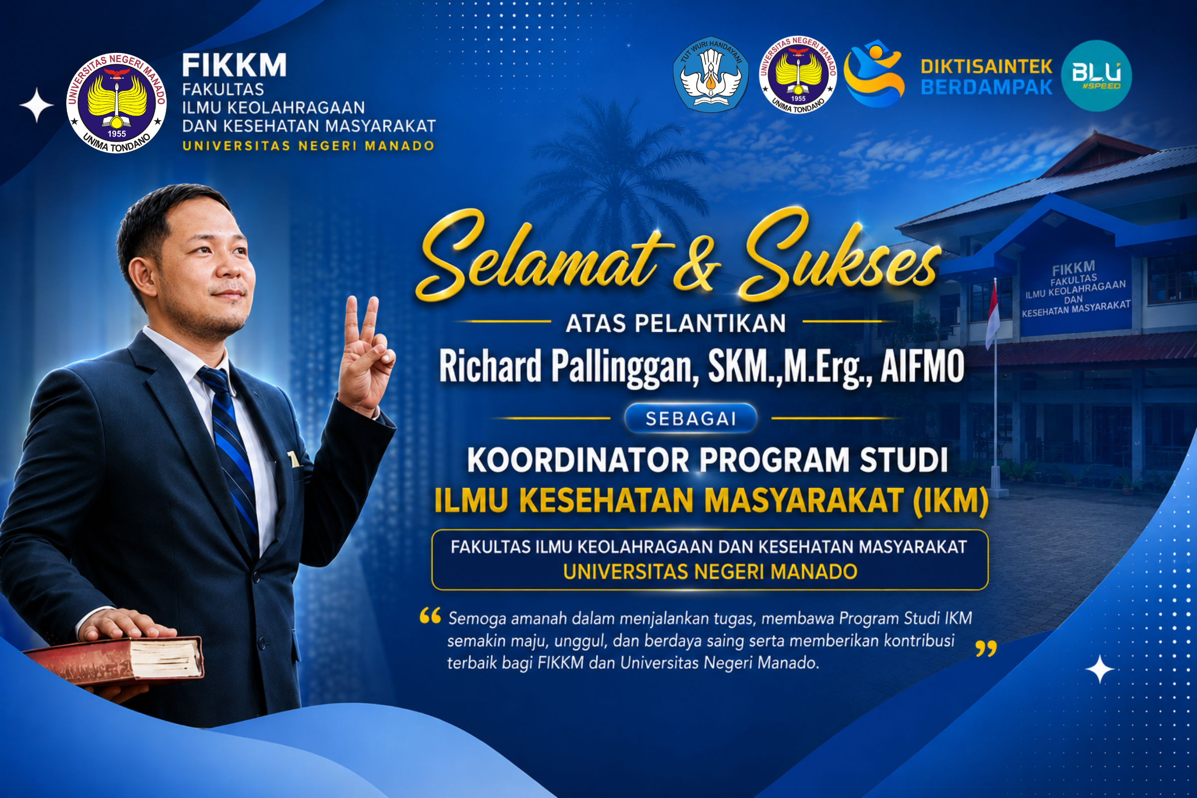 Perkuat Tata Kelola Akademik, Richard Pallinggan Dilantik sebagai Koordinator Prodi IKM FIKKM UNIMA